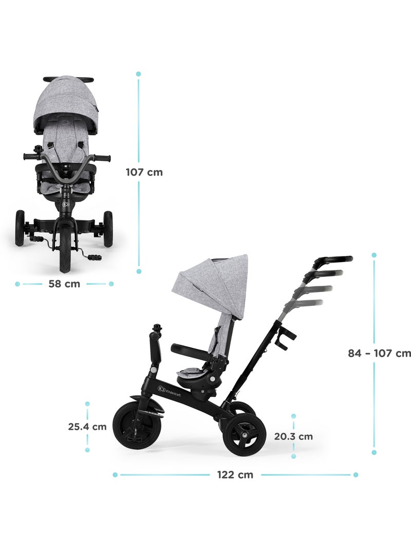 Tricycle Kinderkraft TWIPPER 5 en 1 évolutif siège pivotant 360° CLICK & TWIST Gris - Kiabi
