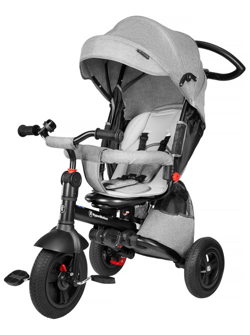 Tricycle Pour Enfant 1-5 ans 25 kg max, Poussette Habillage Pluie, Siège Pivotant, Pliante Grise - Kiabi