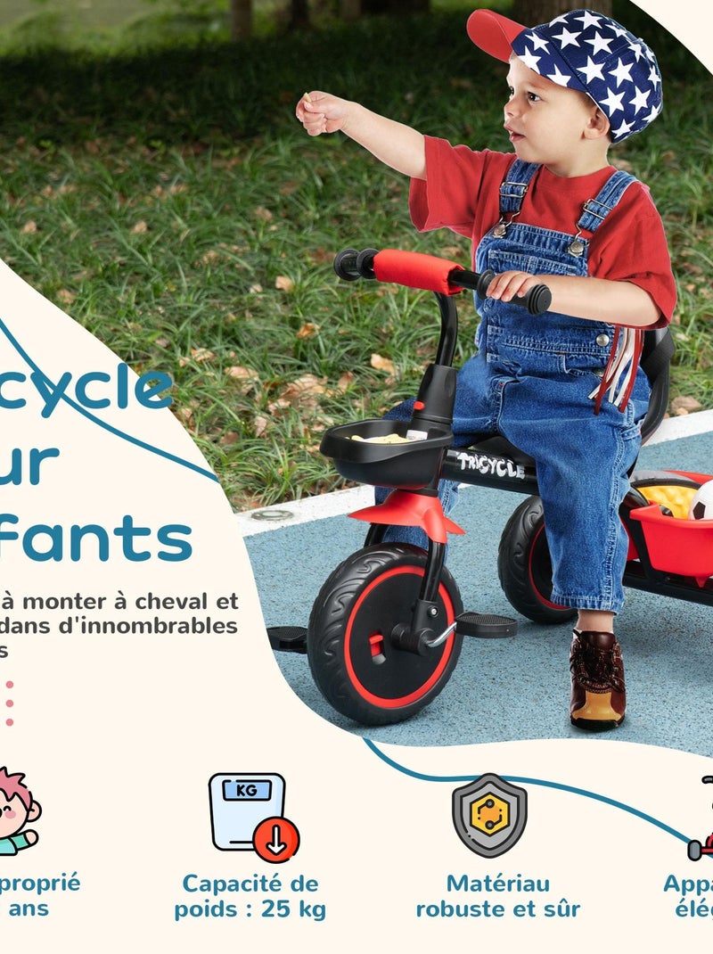 Tricycle pour enfant évolutif avec siège réglable Rouge - Kiabi
