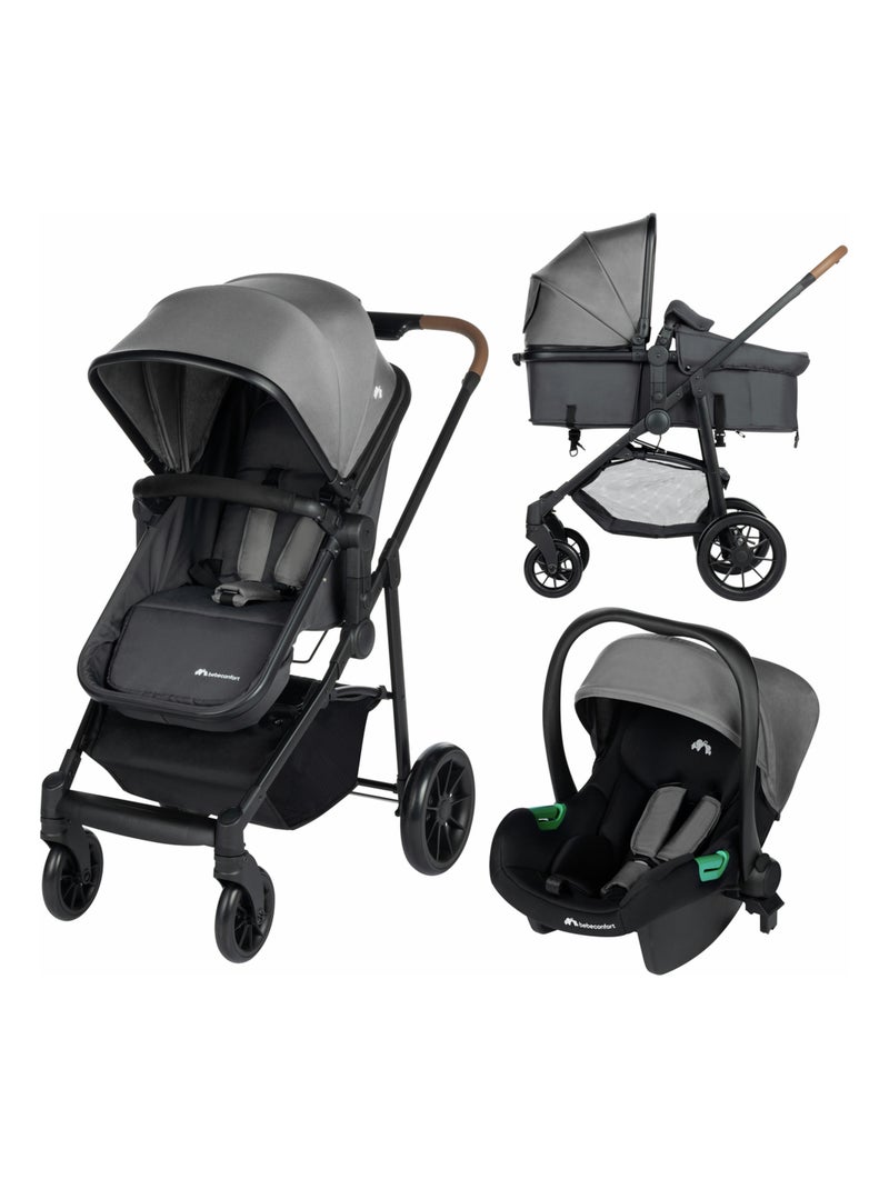 Trio Haze, Poussette avec assise convertible en nacelle et Cosi i-Size Gris Gris Noir - Kiabi