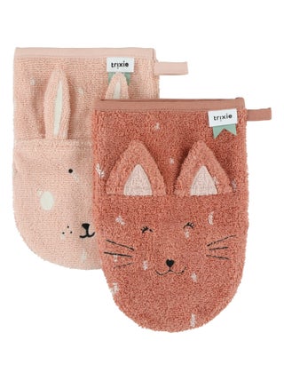 Trixie - Lot 2 gants de toilette Mrs. Cat-Mrs. Rabbit