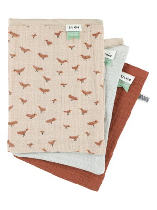 Trixie - Lot de 3 gants de toilette en mousseline