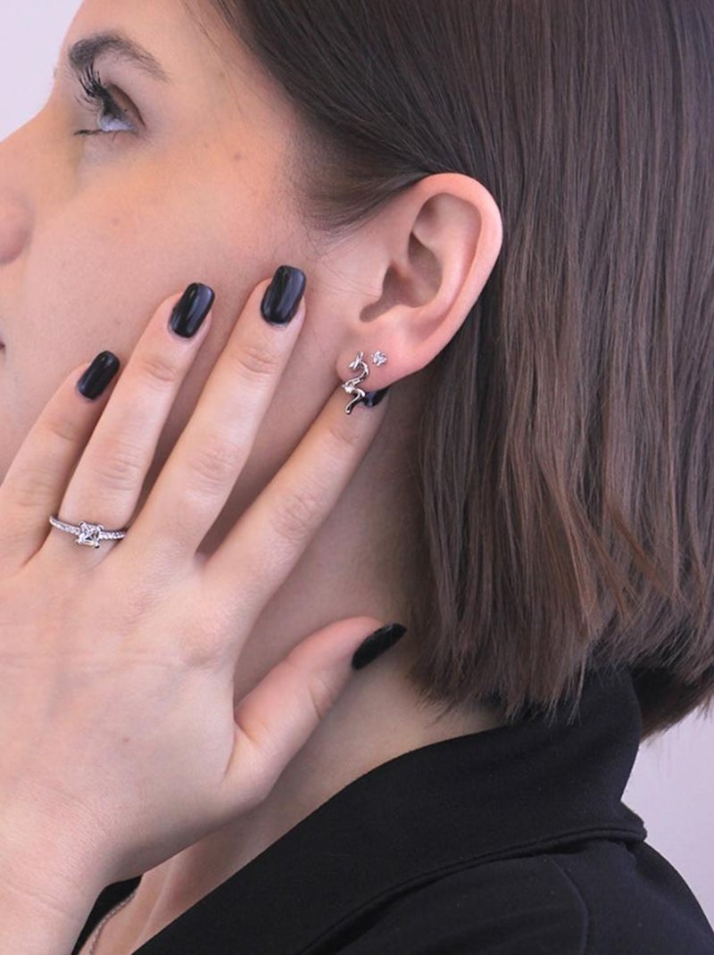 Trois paires de Boucles d'oreilles avec chaussette du Père Noël - Argenté et cristal Argenté - Kiabi