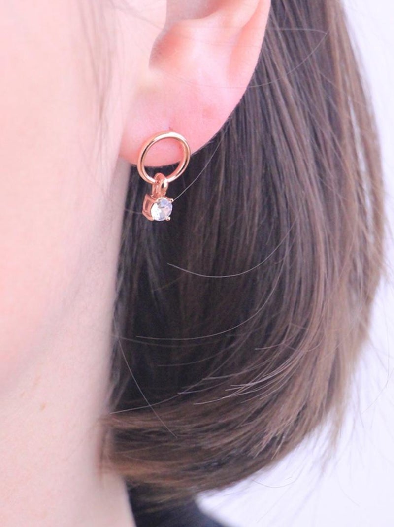Trois paires de Boucles d'oreilles avec chaussette du Père Noël - Or Rosé et cristal Or rose - Kiabi