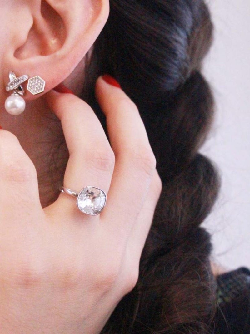 Trois paires de Boucles d'oreilles Perles avec chaussette du Père Noël - Argenté et cristal Argenté - Kiabi