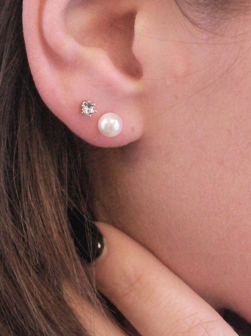 Trois paires de Boucles d'oreilles Perles avec chaussette du Père Noël - Argenté et cristal Argenté - Kiabi