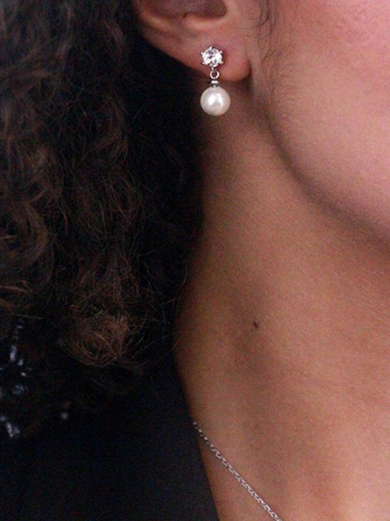Trois paires de Boucles d'oreilles Perles avec chaussette du Père Noël - Argenté et cristal Argenté - Kiabi