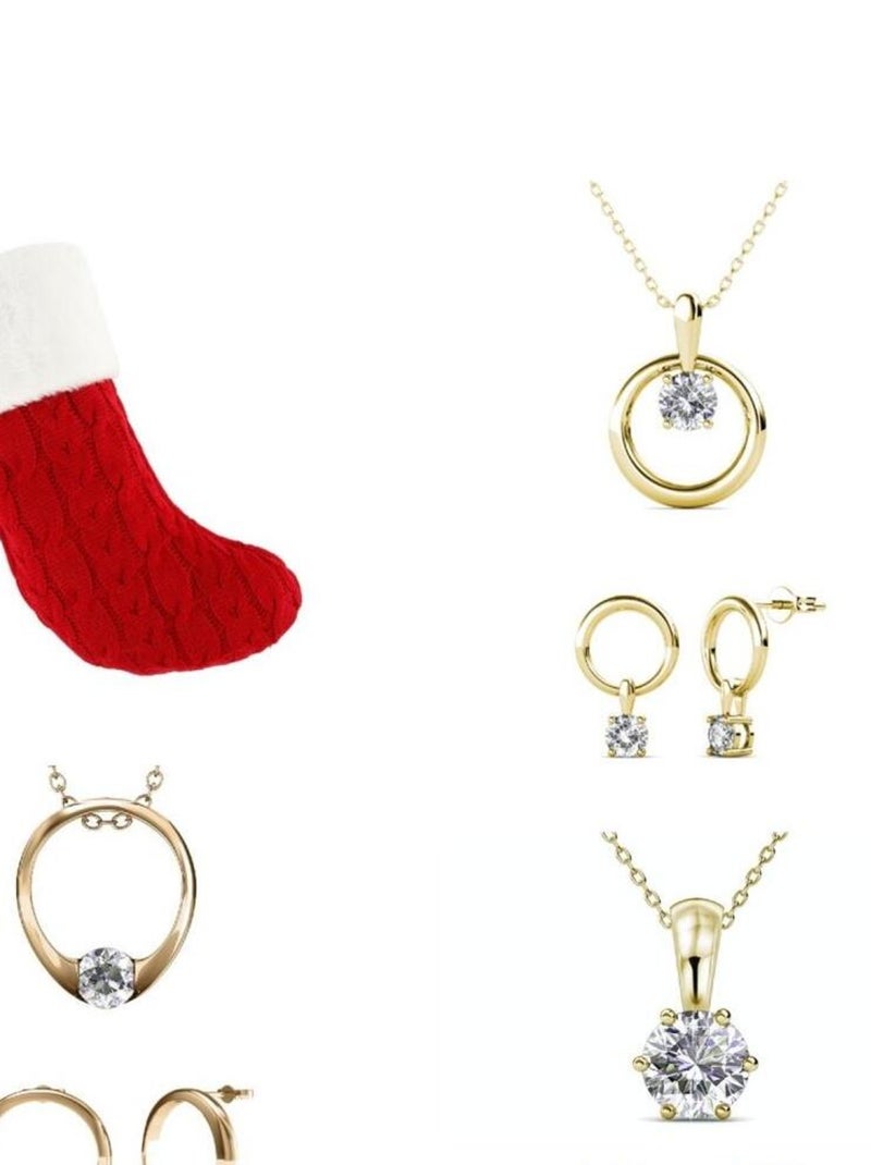 Trois Parures avec chaussette du Père Noël - Doré et cristal Doré/or - Kiabi