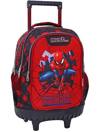 Trolley scolaire Spiderman 3 compartiments avec base plastique rigide 45 CM