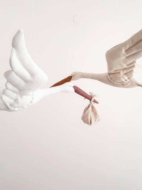 Trophée mural Cigogne en lin blanc – décoration chambre bébé enfant SEVIRA KIDS - Kiabi