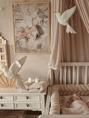 Trophée mural Colibri en lin – décoration chambre bébé enfant SEVIRA KIDS
