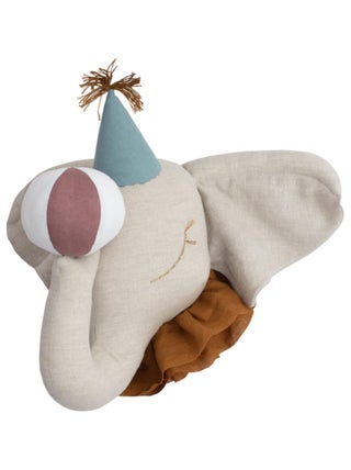 Trophée mural enfant en lin, Éléphant de cirque beige SEVIRA KIDS