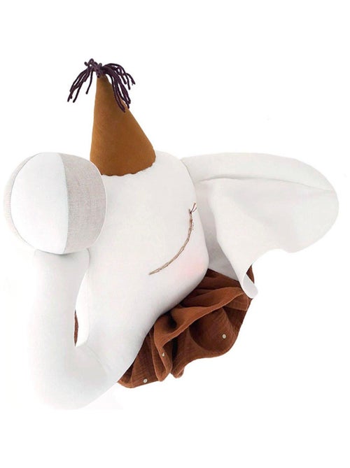Trophée mural enfant en lin, Éléphant de cirque, Crème/Marron SEVIRA KIDS - Kiabi