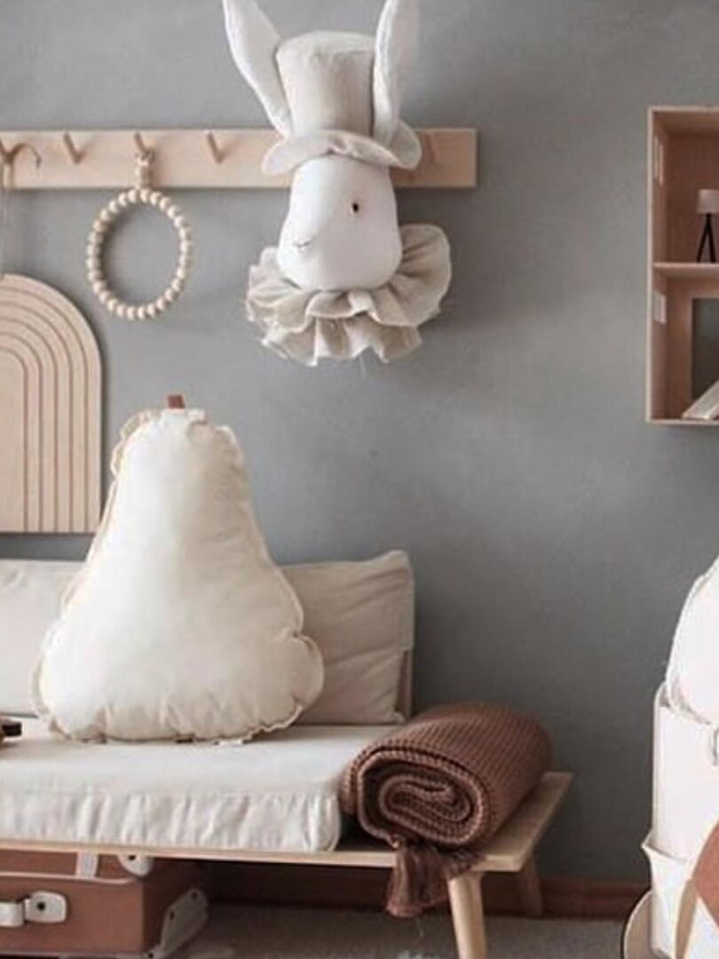 Trophée mural enfant en lin, Monsieur Lapin Beige - Kiabi