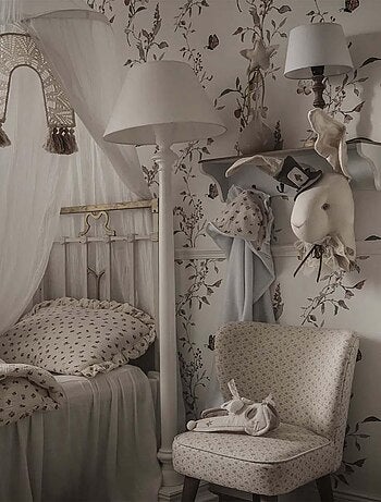 Trophée mural Lapin Pays des Merveilles en lin – décoration chambre bébé enfant SEVIRA KIDS