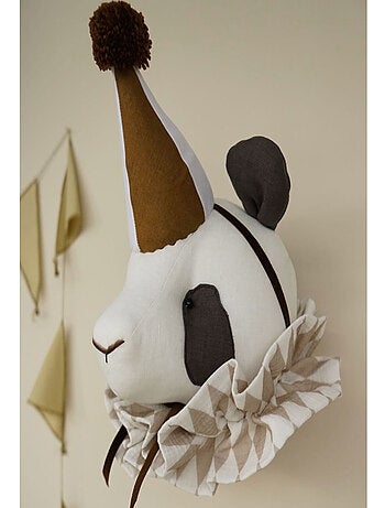 Trophée mural Panda en lin – décoration chambre bébé enfant SEVIRA KIDS