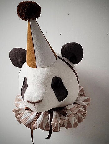 Trophée mural Panda en lin – décoration chambre bébé enfant SEVIRA KIDS
