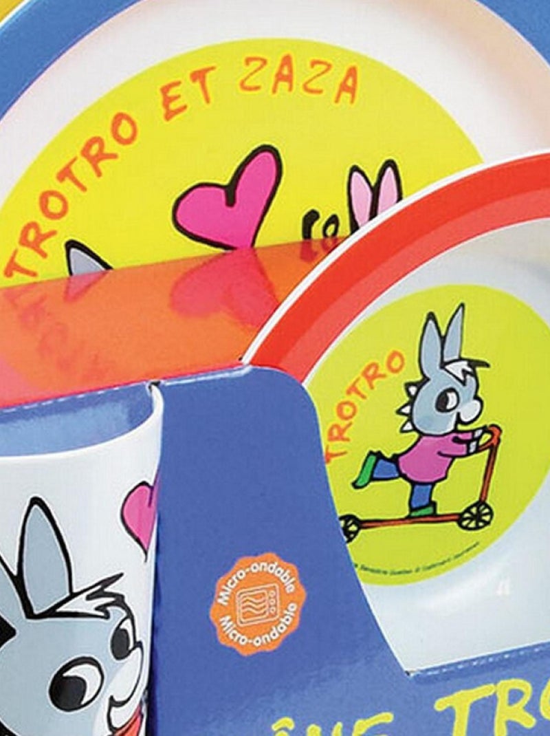 Trotro ensemble repas incluant 1 verre 220 ml, 1 assiette et 1 bol micro-ondables pour enfant Multicolore - Kiabi
