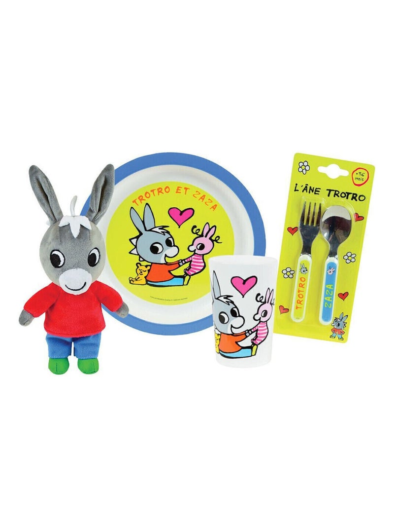 Trotro lot vaisselle pour enfant + peluche Multicolore - Kiabi