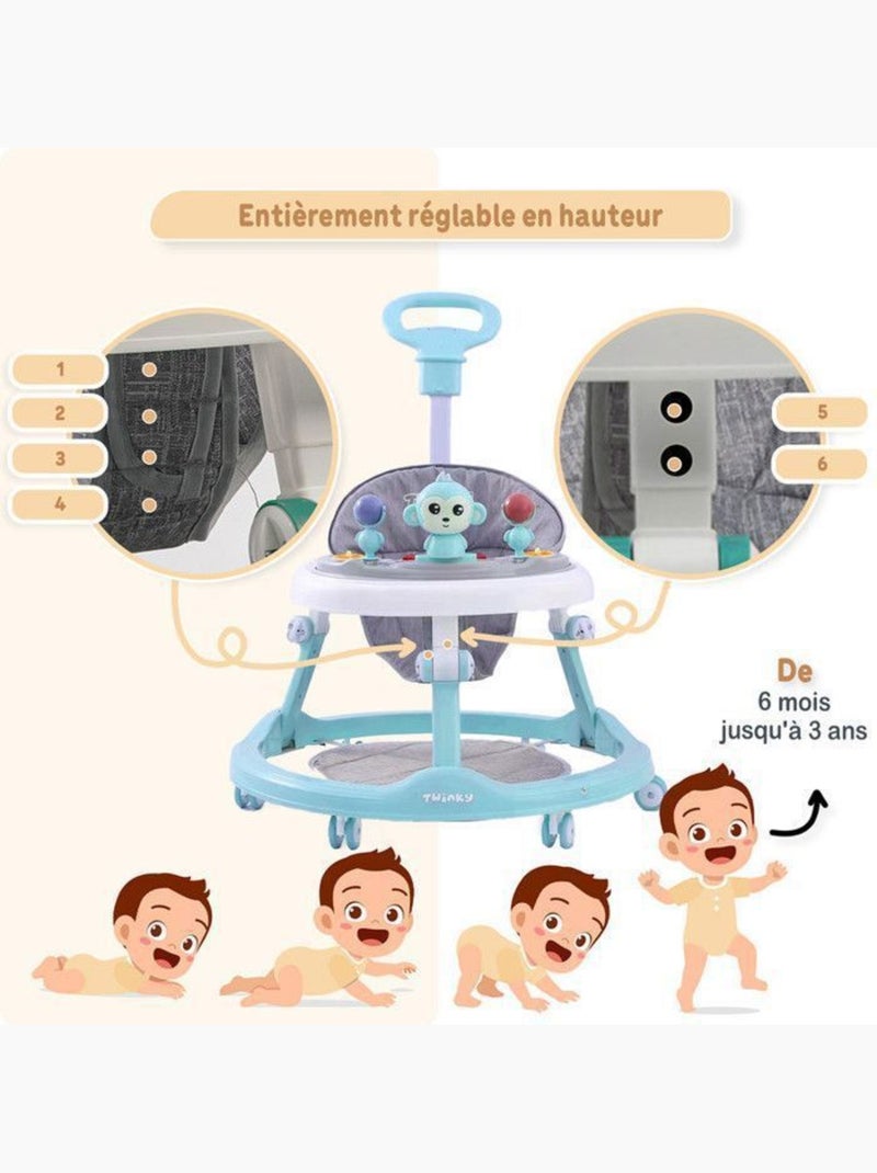 Trotteur bébé - babywalker 3-en-1 évolutif avec set de jeux - twinky Bleu - Kiabi