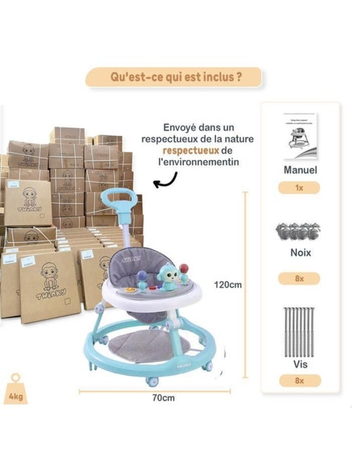 Trotteur bébé - babywalker 3-en-1 évolutif avec set de jeux - twinky - Kiabi Trotteur bébé - babywalker 3-en-1 évolutif avec set de jeux - twinky - Kiabi