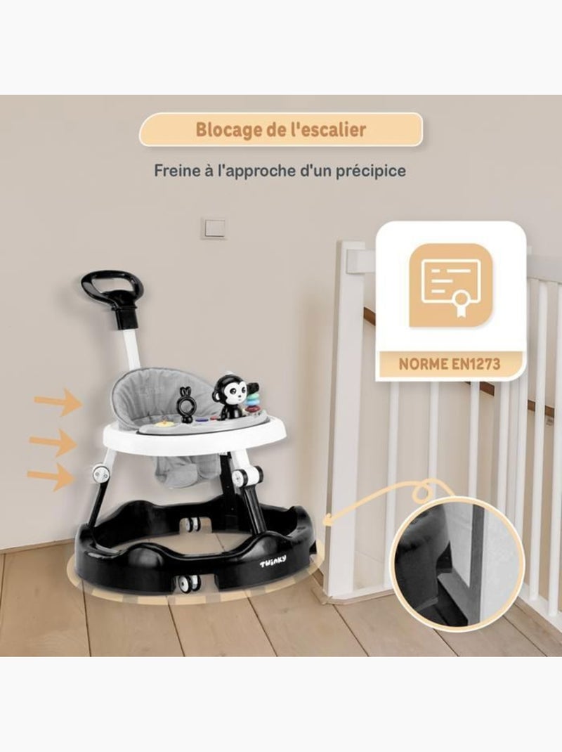 Trotteur bébé - babywalker 3-en-1 évolutif avec set de jeux - twinky Noir - Kiabi