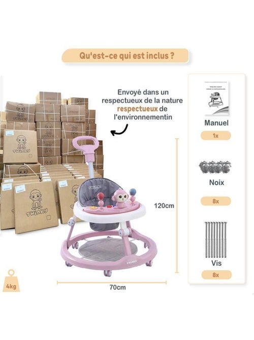 Trotteur bébé - babywalker 3-en-1 évolutif avec set de jeux - twinky - Kiabi Trotteur bébé - babywalker 3-en-1 évolutif avec set de jeux - twinky - Kiabi