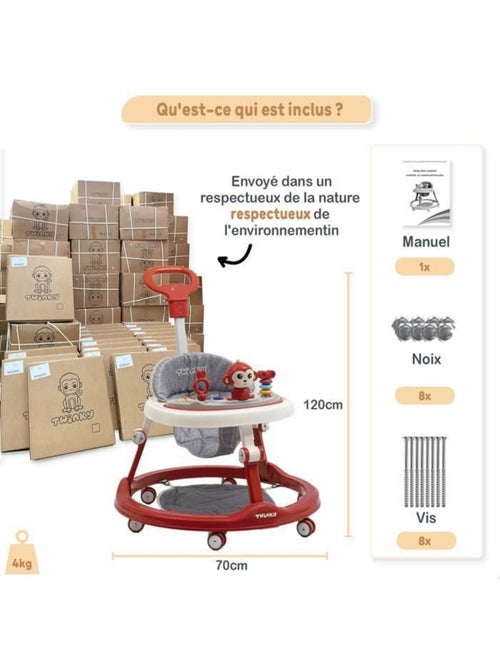 Trotteur bébé - babywalker 3-en-1 évolutif avec set de jeux - twinky - Kiabi Trotteur bébé - babywalker 3-en-1 évolutif avec set de jeux - twinky - Kiabi