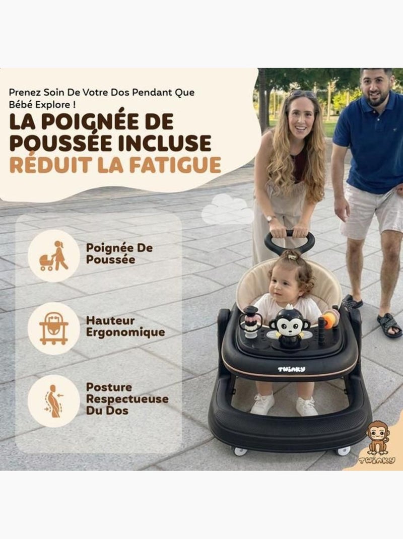 Trotteur bébé - babywalker go 3-en-1 pliable anti-basculement - twinky Noir - Kiabi