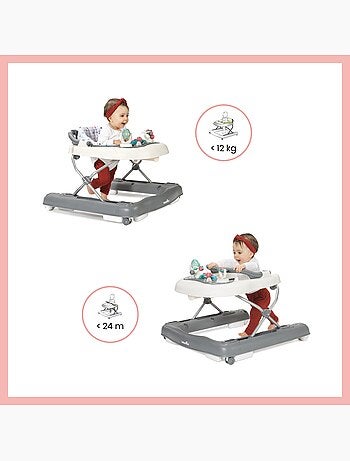 Trotteur bébé 2-en-1 évolutif musical - Réglable et compact, Zinc 'Babymoov'