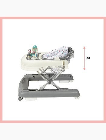 Trotteur bébé 2-en-1 évolutif musical - Réglable et compact, Zinc 'Babymoov'