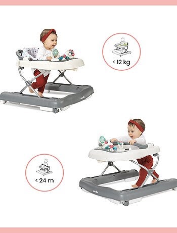 Trotteur bébé 2-en-1 évolutif musical - Réglable et compact, Zinc 'Babymoov'