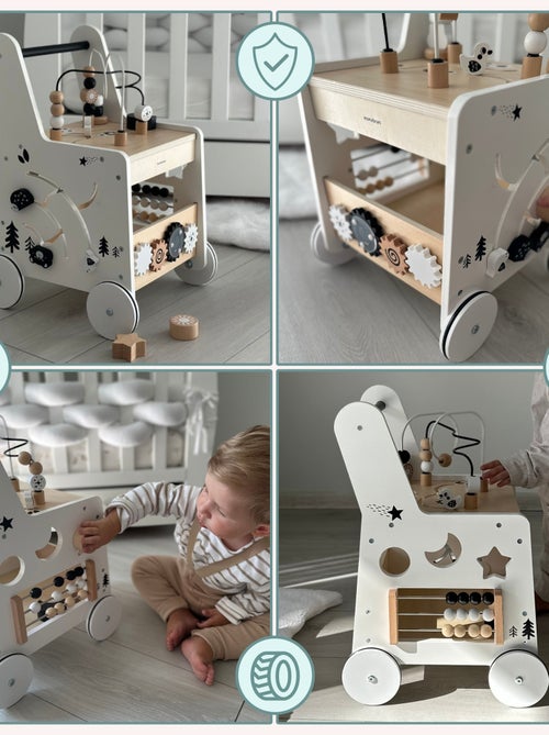 Trotteur Bébé Bois, Table D'activité Poignée Confortable, Roues Antidérapantes - Kiabi