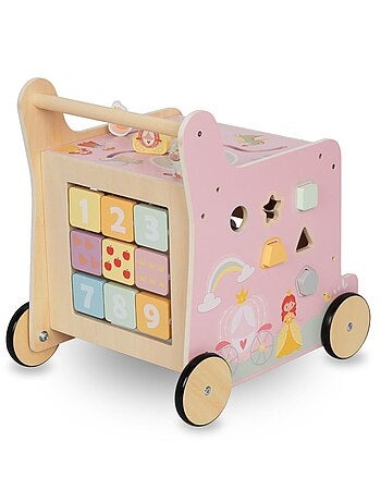 Trotteur bébé en bois, jouet éducatif montessori, trieur, boulier, chiffres, roues antidérapantes