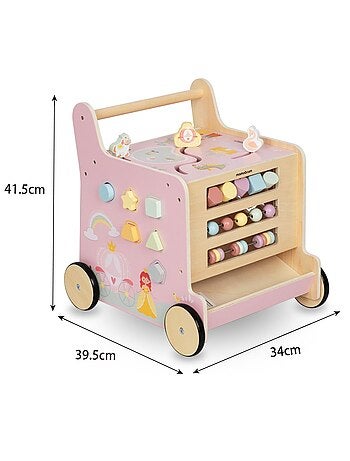 Trotteur bébé en bois, jouet éducatif montessori, trieur, boulier, chiffres, roues antidérapantes
