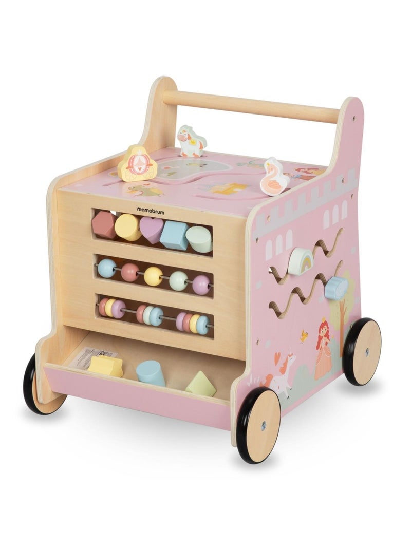 Trotteur Bébé en Bois, Jouet Éducatif Montessori, Trieur, Boulier, Chiffres, Roues Antidérapantes Rose - Kiabi