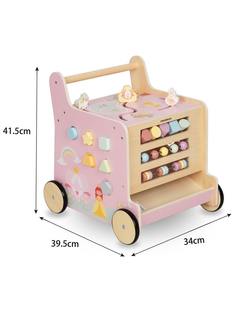 Trotteur Bébé en Bois, Jouet Éducatif Montessori, Trieur, Boulier, Chiffres, Roues Antidérapantes Rose - Kiabi
