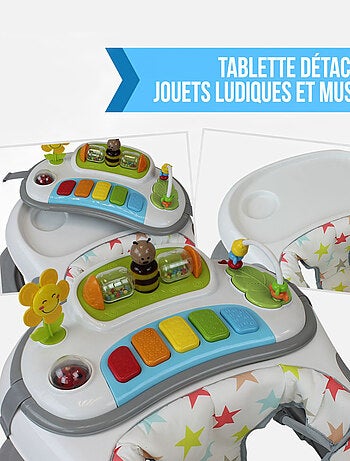 Trotteur bébé évolutif musical pliable réglable en hauteur - Monsieur Bébé