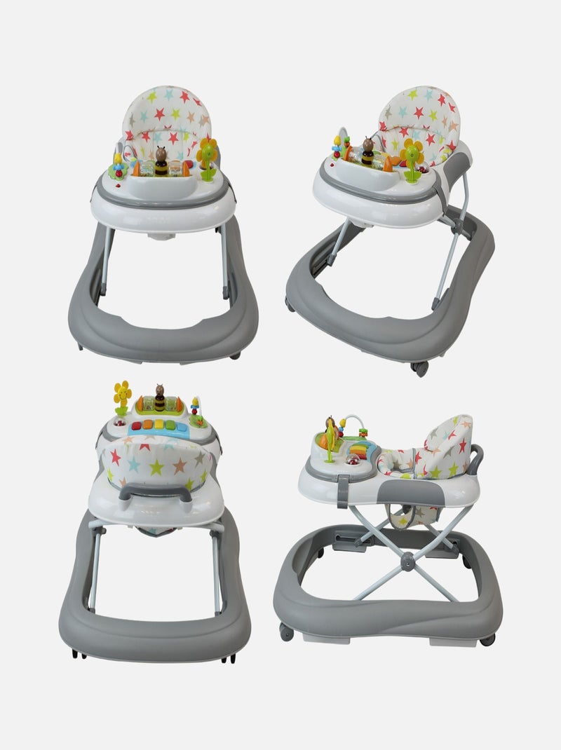 Trotteur bébé évolutif musical pliable réglable en hauteur - Monsieur Bébé Gris - Kiabi