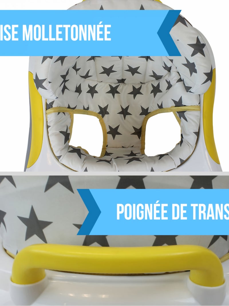 Trotteur bébé évolutif musical pliable réglable en hauteur - Monsieur Bébé Jaune - Kiabi