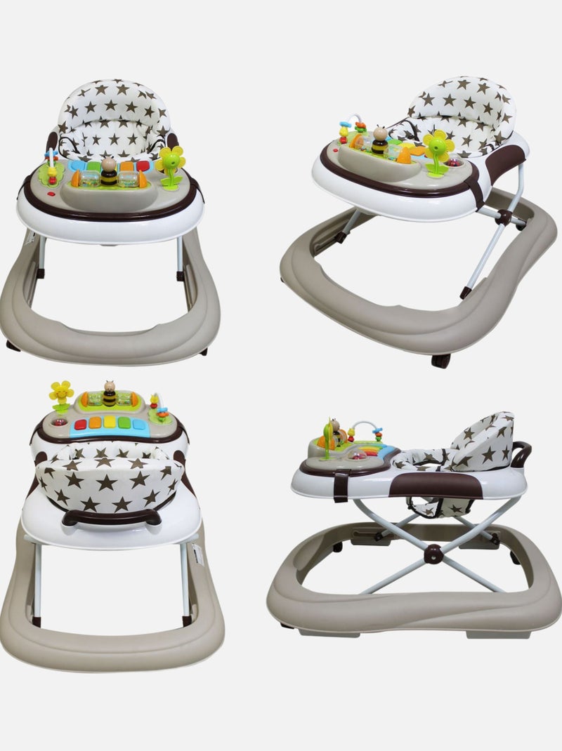 Trotteur bébé évolutif musical pliable réglable en hauteur - Monsieur Bébé Marron - Kiabi