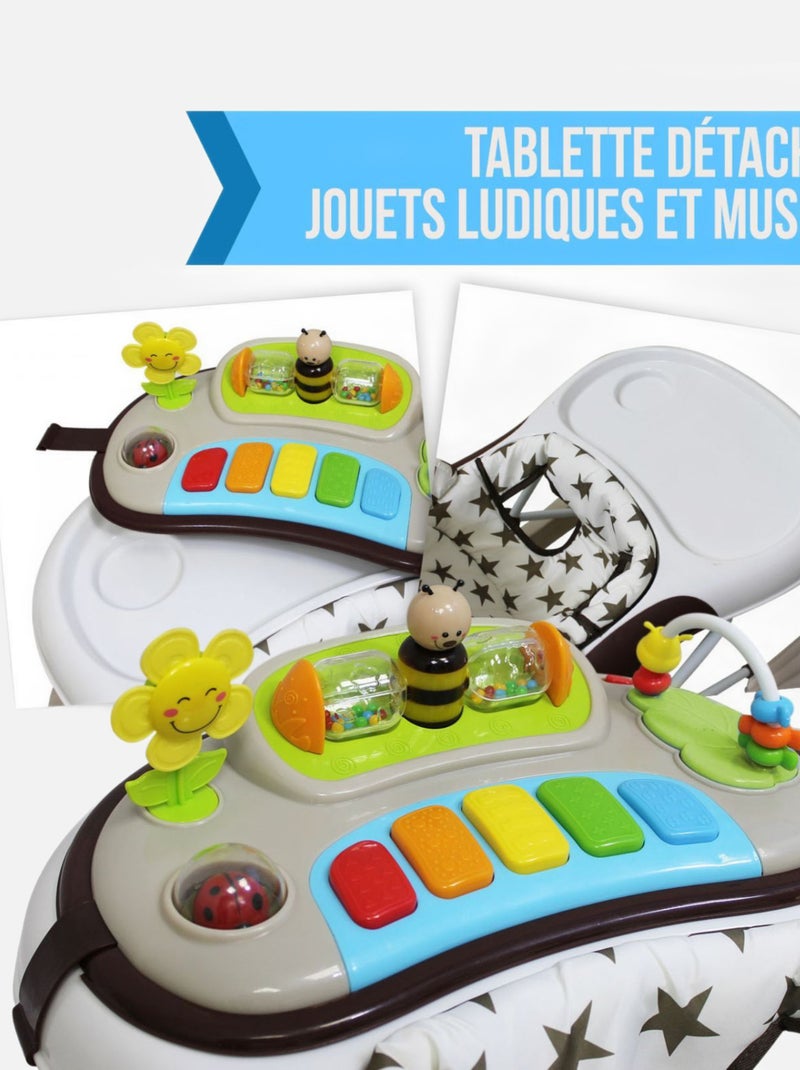 Trotteur bébé évolutif musical pliable réglable en hauteur - Monsieur Bébé Marron - Kiabi