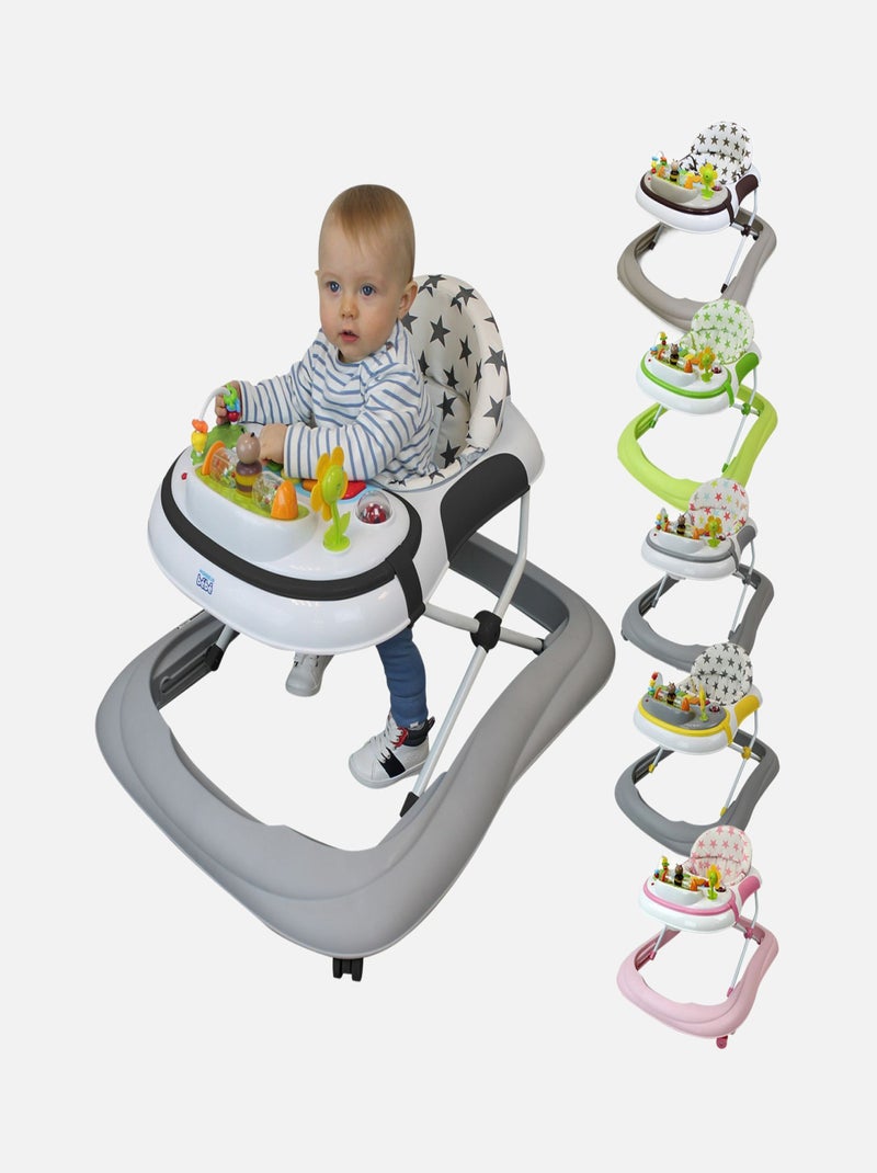 Trotteur bébé évolutif musical pliable réglable en hauteur - Monsieur Bébé Noir - Kiabi