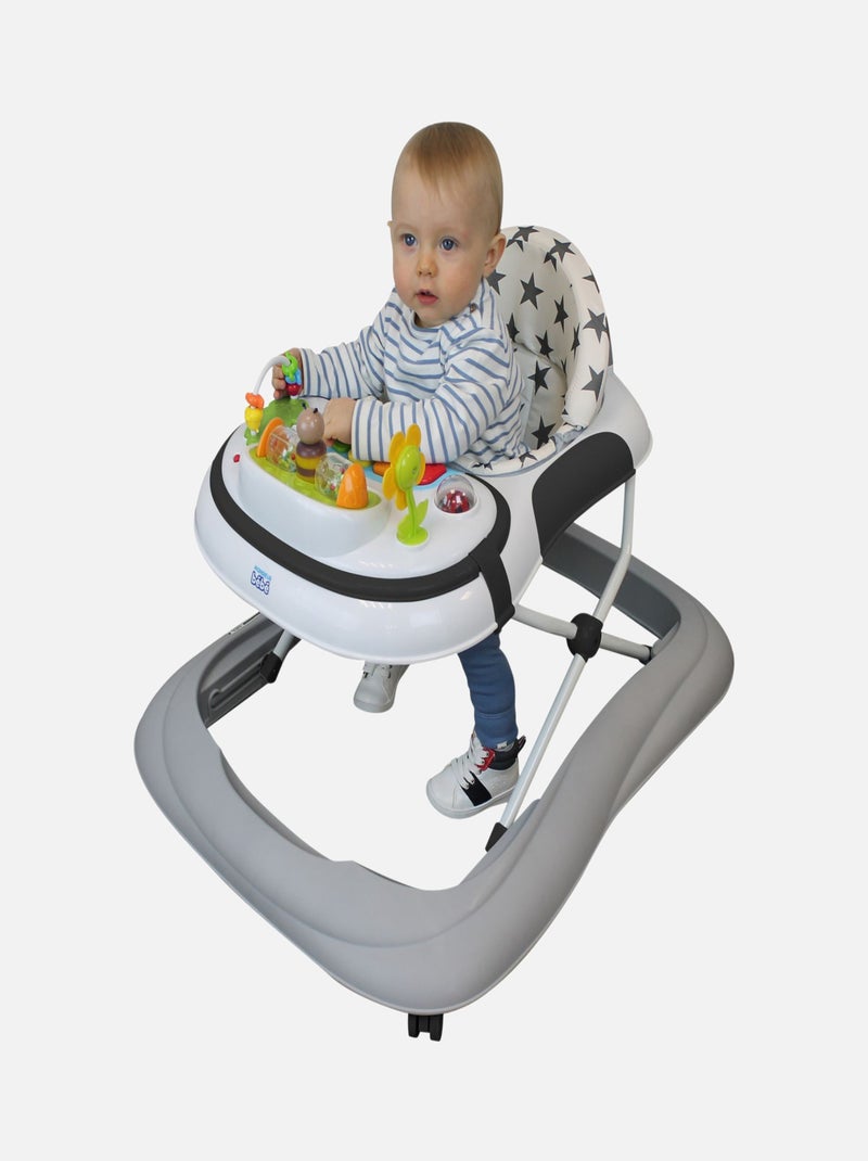 Trotteur bébé évolutif musical pliable réglable en hauteur - Monsieur Bébé Noir - Kiabi