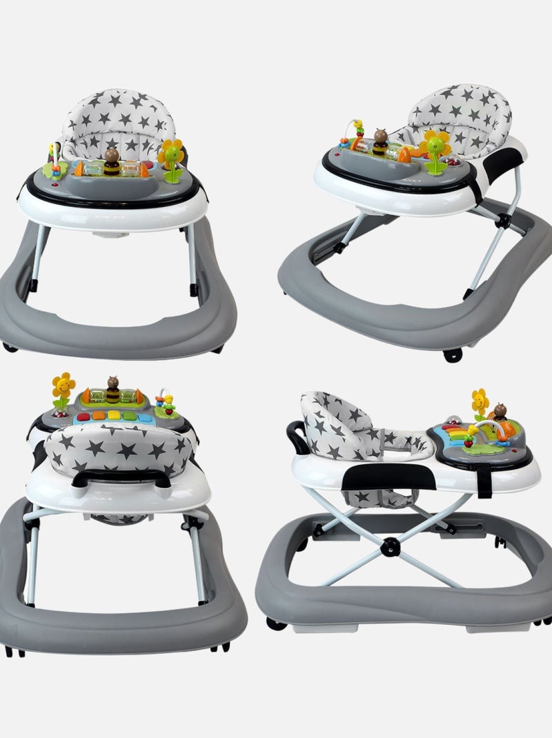 Trotteur bébé évolutif musical pliable réglable en hauteur - Monsieur Bébé Noir - Kiabi