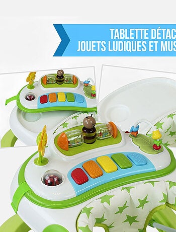 Trotteur bébé évolutif musical pliable réglable en hauteur - Monsieur Bébé