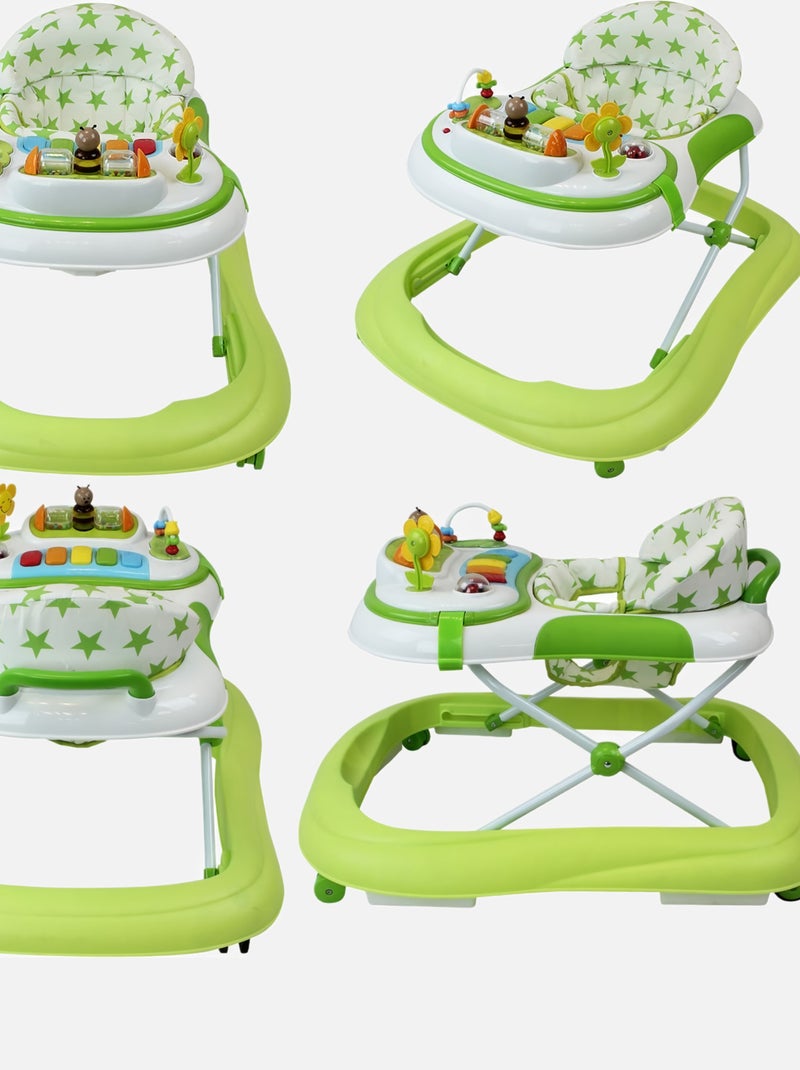 Trotteur bébé évolutif musical pliable réglable en hauteur - Monsieur Bébé Rose - Kiabi