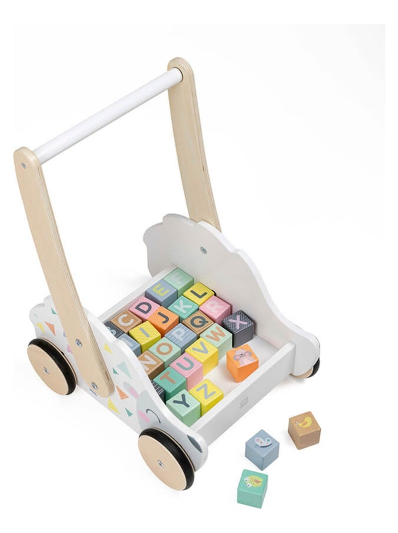 Trotteur en bois avec cubes à jouer Multicolore - Kiabi