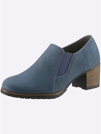 Trotteurs à front haut en cuir velours avec empiècement extensible - Taille standard - Helline