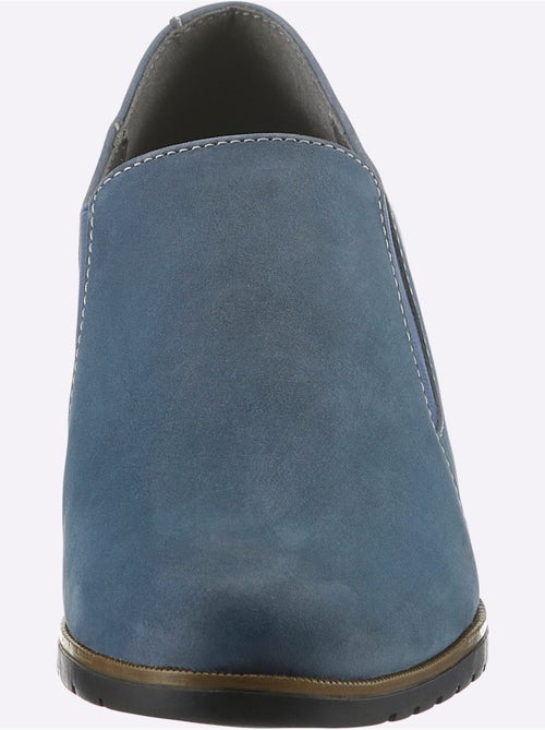 Trotteurs à front haut en cuir velours avec empiècement extensible - Taille standard - Helline - Kiabi